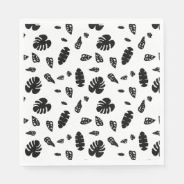 Zwart-wit tropische zomerbladeren patroon servet