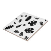 Zwart-wit tropische zomerbladeren patroon tegeltje (Zijkant)