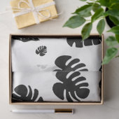 Zwart-wit tropische zomerbladeren patroon tissuepapier (Geschenk)