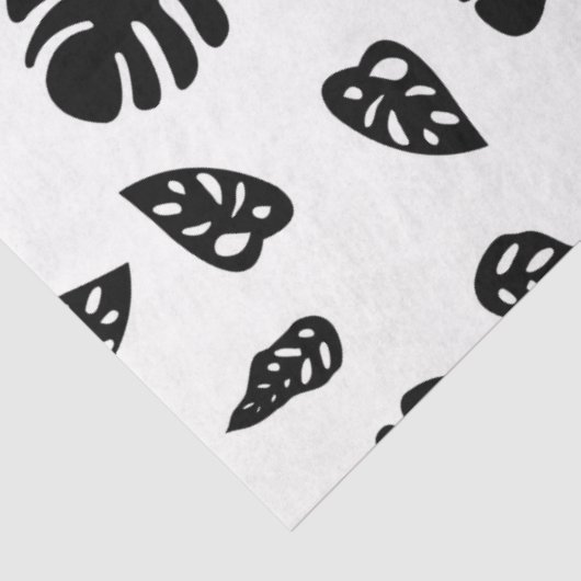 Zwart-wit tropische zomerbladeren patroon tissuepapier (Detail)