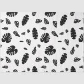 Zwart-wit tropische zomerbladeren patroon tissuepapier (Voorkant)