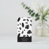 Zwart-wit tropische zomerbladeren patroon visitekaartje (Staand voorkant)