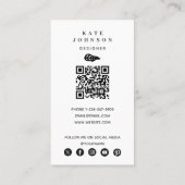 Zwart-wit tropische zomerbladeren patroon visitekaartje (Achterkant)