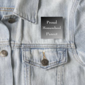 Zwart-wit Trots Homeschool Ouder Vierkante Button 5,1 Cm (In situ)