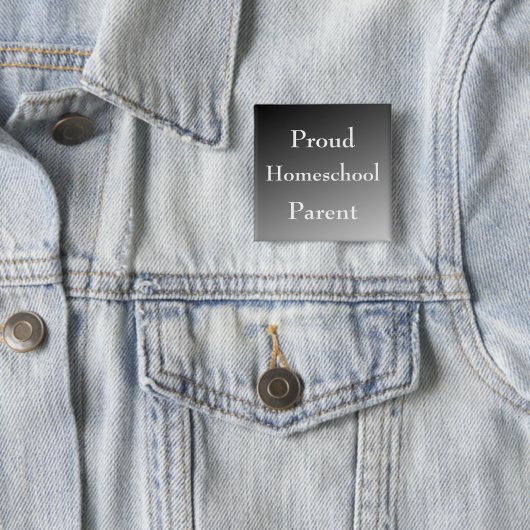 Zwart-wit Trots Homeschool Ouder Vierkante Button 5,1 Cm (In situ)