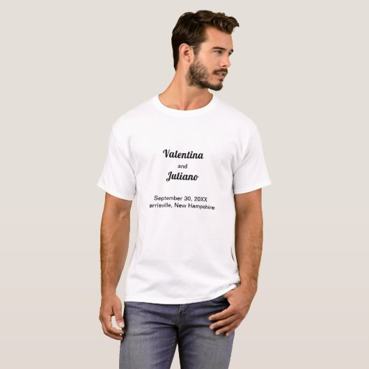 Zwart-wit trouw T-shirt voor heren (Voorkant volledig)