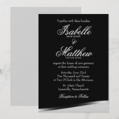 Zwart & Wit Trouw Uitnodiging, Moderne Rand Kaart (Voorkant / Achterkant)