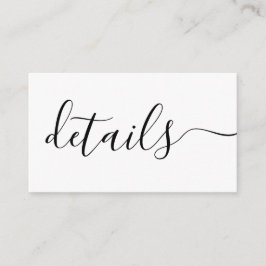 Zwart-wit trouwdetails op maat informatiekaartje