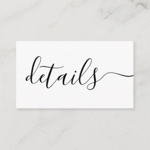 Zwart-wit trouwdetails op maat informatiekaartje