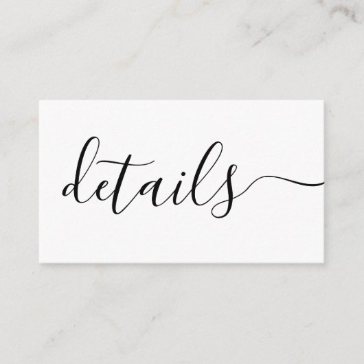 Zwart-wit trouwdetails op maat informatiekaartje (Voorkant)