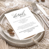 Zwart-wit trouwdetails QR-code RSVP Informatiekaartje