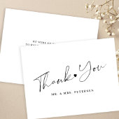 Zwart-wit trouwelegant script bedankkaart