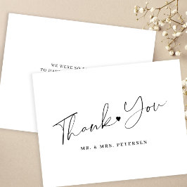 Zwart-wit trouwelegant script bedankkaart