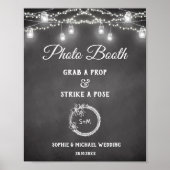 Zwart Wit Trouwfoto Booth Bord Poster (Voorkant)