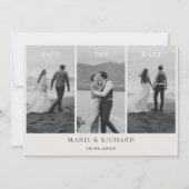 Zwart-wit trouwfoto collage minimalistisch save the date (Voorkant)