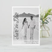 Zwart-wit trouwfoto Save the Date (Staand voorkant)