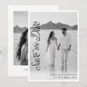 Zwart-wit trouwfoto Save the Date (Voorkant / Achterkant)