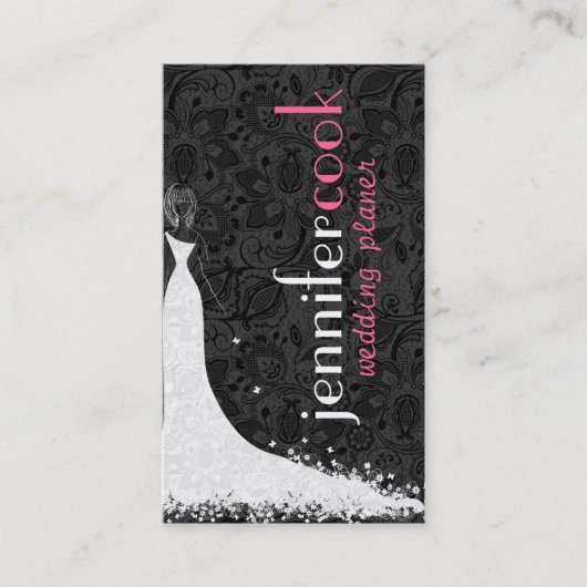 Zwart & Wit Trouwjurk &  Kant 2a Visitekaartje (Voorkant)