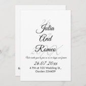 Zwart-wit trouwkaart. kaart (Voorkant / Achterkant)