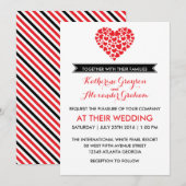 Zwart-wit trouwkaart met rode hart kaart (Voorkant / Achterkant)