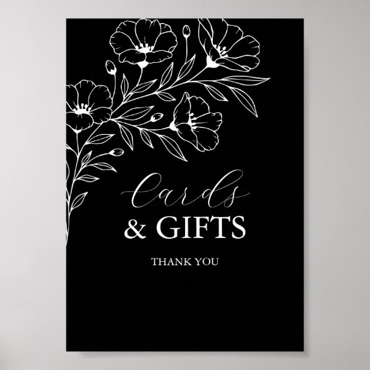 Zwart-wit trouwkaarten en cadeaus poster (Voorkant)