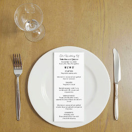 Zwart-wit trouwmenu kaart