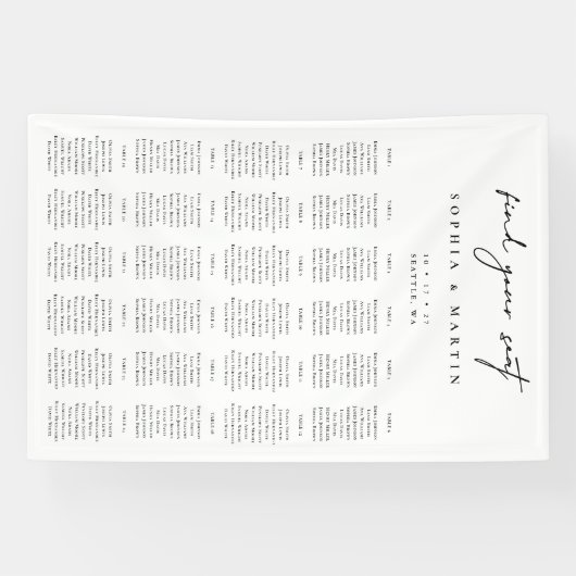 Zwart & Wit Trouwstoel Grafiek 240 Gasten Spandoek (Horizontaal)