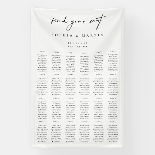 Zwart & Wit Trouwstoel Grafiek 240 Gasten Spandoek (Verticaal)