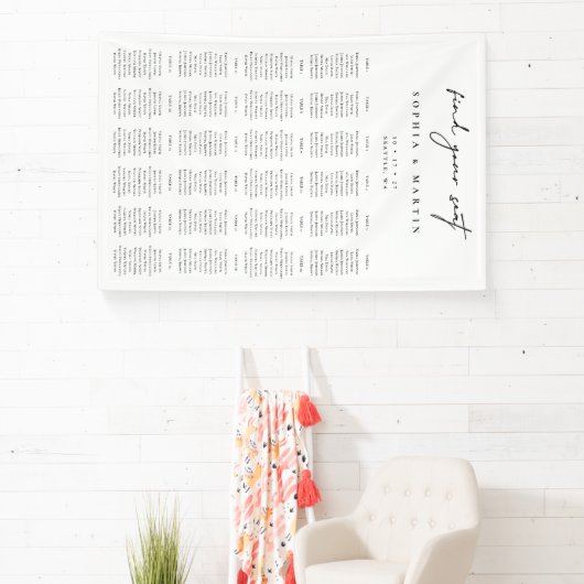 Zwart & Wit Trouwstoel Grafiek 240 Gasten Spandoek (Insitu)