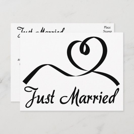 Zwart-wit trouwt met hart aankondigingskaart (Voorkant / Achterkant)