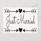 Zwart-wit trouwt met Heart Arrows Aankondigingskaart (Voorkant)