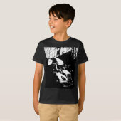 Zwart-wit truck in het stadsleven t-shirt (Voorkant volledig)