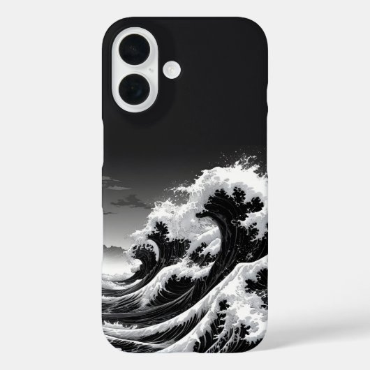 Zwart-wit tsunami golven Case-Mate iPhone case (Achterkant)