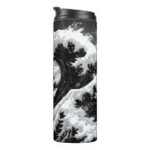 Zwart-wit tsunami golven thermosbeker (Geroteerd rechts)