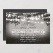 zwart-wit tuin lichten rustieke bruiloft kaart (Voorkant / Achterkant)