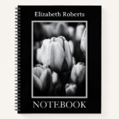 Zwart-wit Tulpen Spiraal Notitieboek (Voorkant)