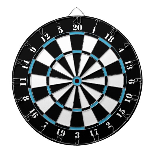 Zwart wit Turquoise Blauw Dart Board Dartbord (Voorkant)