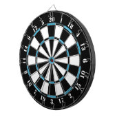 Zwart wit Turquoise Blauw Dart Board Dartbord (Voorkant Rechts)