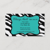 Zwart, wit, Turquoise en groene Zebra & Cheetah Visitekaartje (Achterkant)