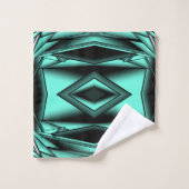 Zwart Wit Turquoise Ombre Moderne Abstracte kunst Bad Handdoek (Wasdoekje)
