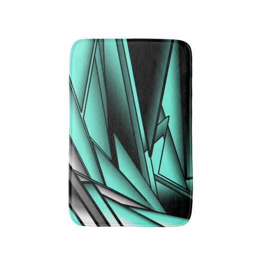 Zwart Wit Turquoise Ombre Moderne Abstracte kunst Badmat (Voorkant Verticaal)