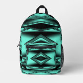 Zwart Wit Turquoise Ombre Moderne Abstracte kunst Bedrukte Rugzak (Voorkant)