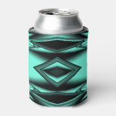 Zwart Wit Turquoise Ombre Moderne Abstracte kunst Blikjeskoeler (Blikje Voorkant)