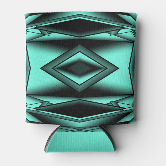 Zwart Wit Turquoise Ombre Moderne Abstracte kunst Blikjeskoeler (Voorkant)