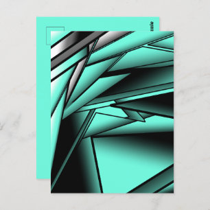 Zwart Wit Turquoise Ombre Moderne Abstracte kunst Briefkaart