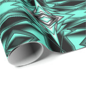 Zwart Wit Turquoise Ombre Moderne Abstracte kunst Cadeaupapier (Rol Hoek)