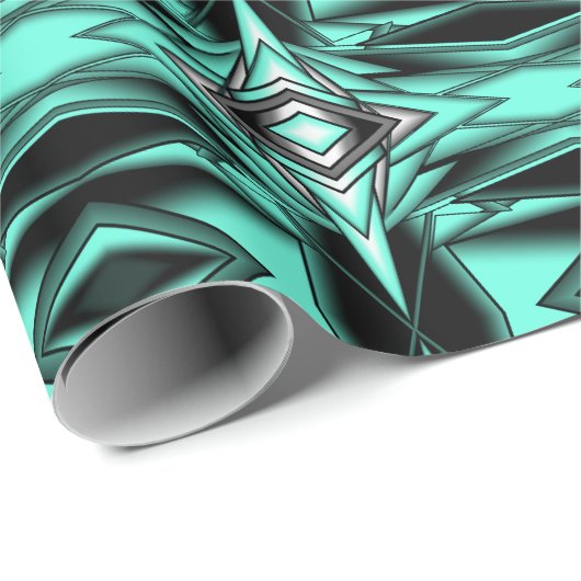 Zwart Wit Turquoise Ombre Moderne Abstracte kunst Cadeaupapier (Rol Hoek)