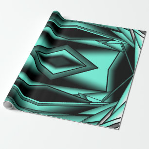 Zwart Wit Turquoise Ombre Moderne Abstracte kunst Cadeaupapier