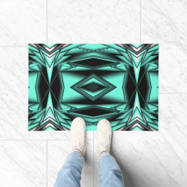 Zwart Wit Turquoise Ombre Moderne Abstracte kunst Deurmat
