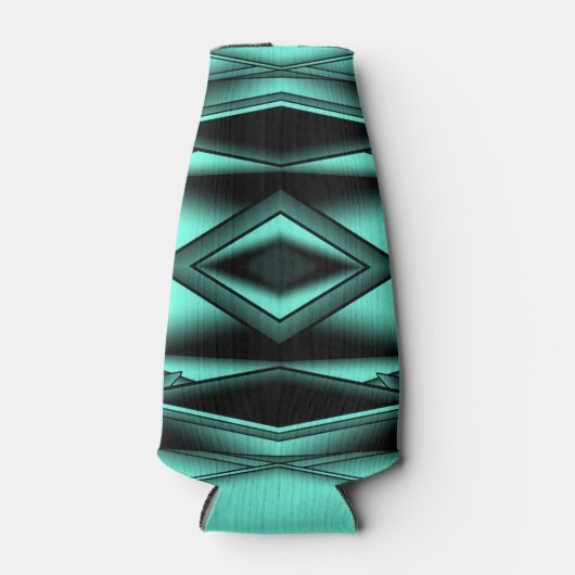 Zwart Wit Turquoise Ombre Moderne Abstracte kunst Flesjeskoeler (Voorkant)